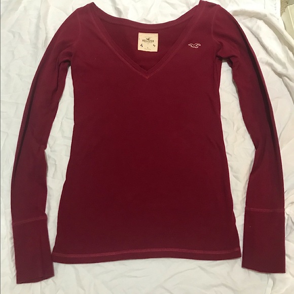 Hollister Tops - EUC 🔥🎉HP HOLISTER MAROON LONGSLEEVE SHIRT&LIGHTWEIGHT MATERIAL FORM FITTED